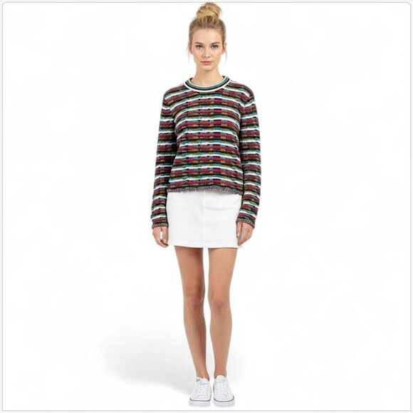 Christian Lacroix Bazar Vintage Striped Textured Retro Modern Sweater New NWT L - Picture 1 of 4